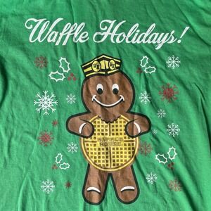 Waffle House Green Waffle Holiday Long Sleeve T Shirt Gildan Cotton Mens M